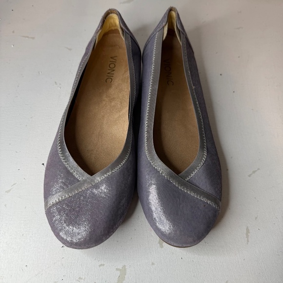 Vionic Caroll Spark Pewter Ballet Flats Sparkly Lavender Shoes - Picture 8 of 10
